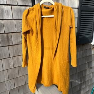 CYRUS, Hooded Sweater Cardigan, Mustard Yellow, Small